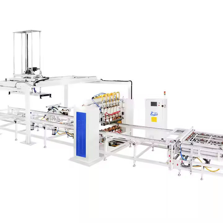 Hwashi IBC Cuadro de jaula Máquina de soldadura automática Línea de producción de descarga de malla Cuadro de base de brazo mecánico Máquina de soldadura