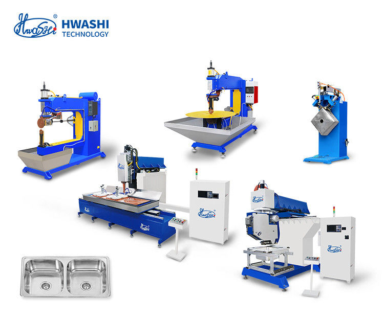Hwashi Inox SS304 máquina de soldadura de costura de doble fregadero de cocina y máquina de pulido de fregadero CNC de acero inoxidable