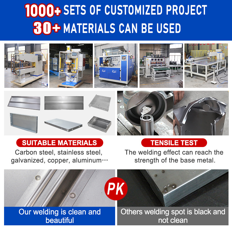 Soldadura con punta de electrodo estándar en máquina de soldadura de acero inoxidable para paneles de puertas de chapa metálica
