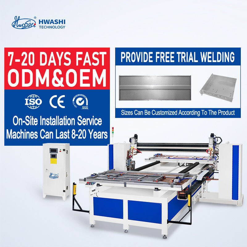 Máquina de soldadura por puntos de malla de alambre automática Hwashi con 6-16 cabezales de soldadura controlables de forma independiente, sistema de control basado en PLC y fuente de alimentación inversora IGBT