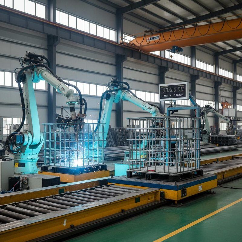Línea de producción de soldadura de jaulas IBC con prueba de vibración, tiempo de 0 a 1 hora